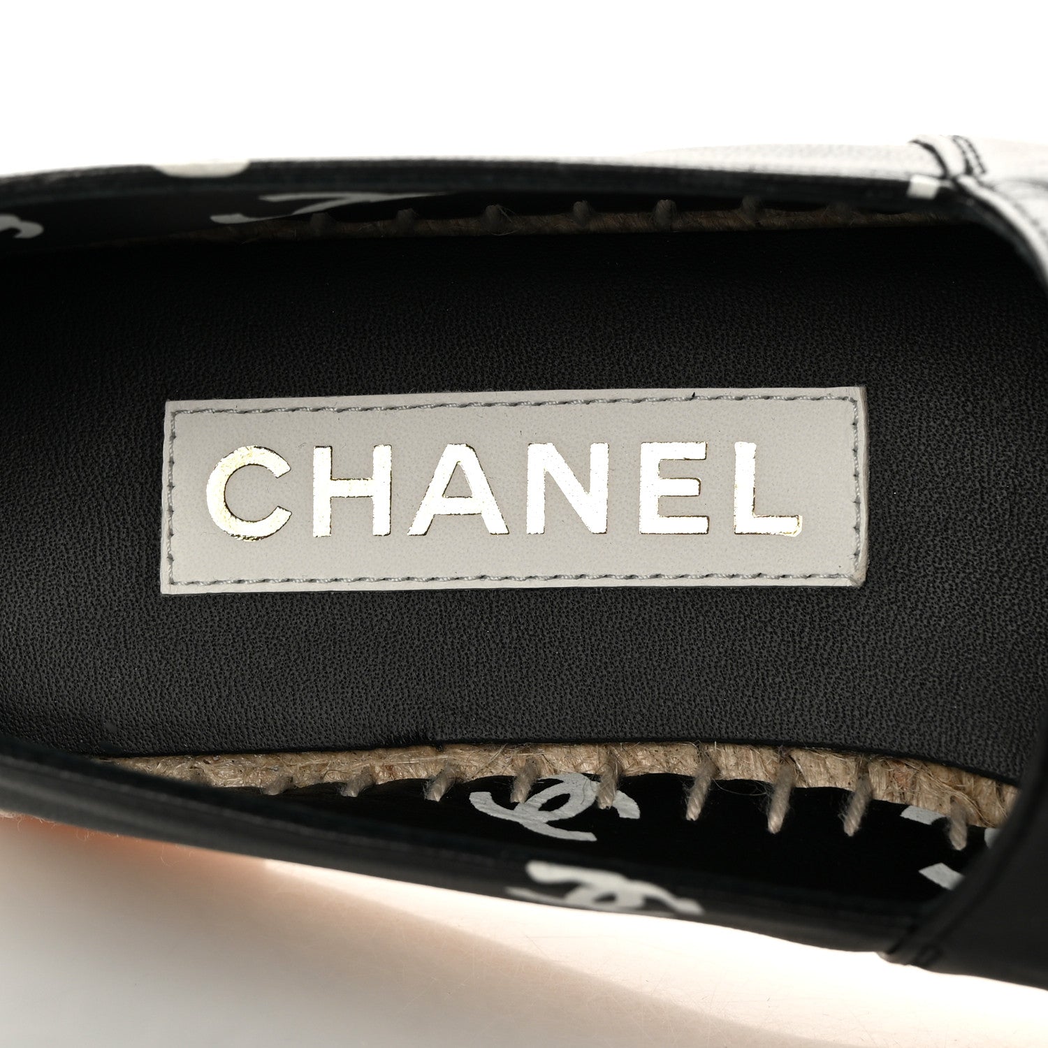 Chanel Lambskin Printed CC Espadrilles 36 Black White 8 of 11
