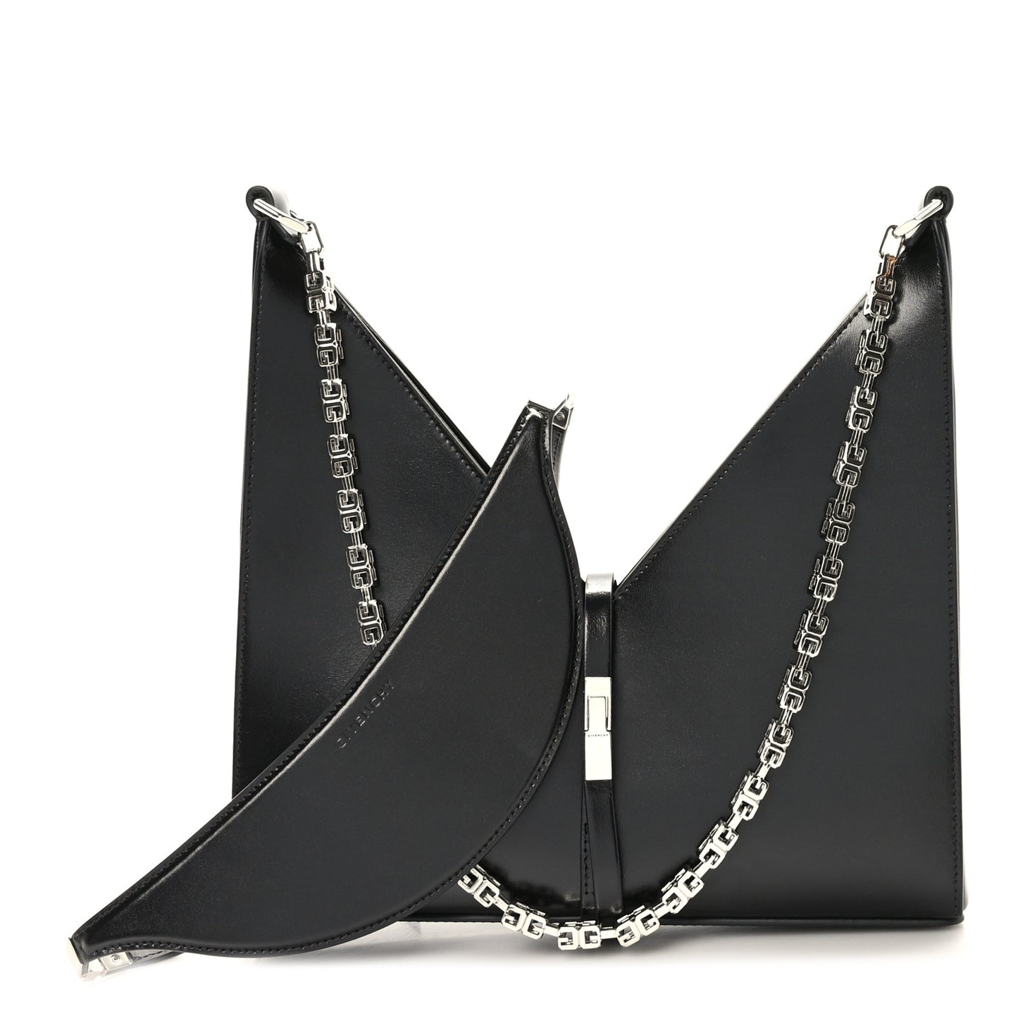 Box Calfskin Small Cut Out Shoulder Bag Black