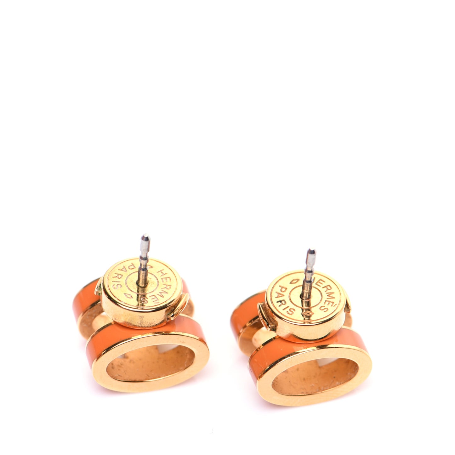Gold Lacquered Pop H Earrings Orange