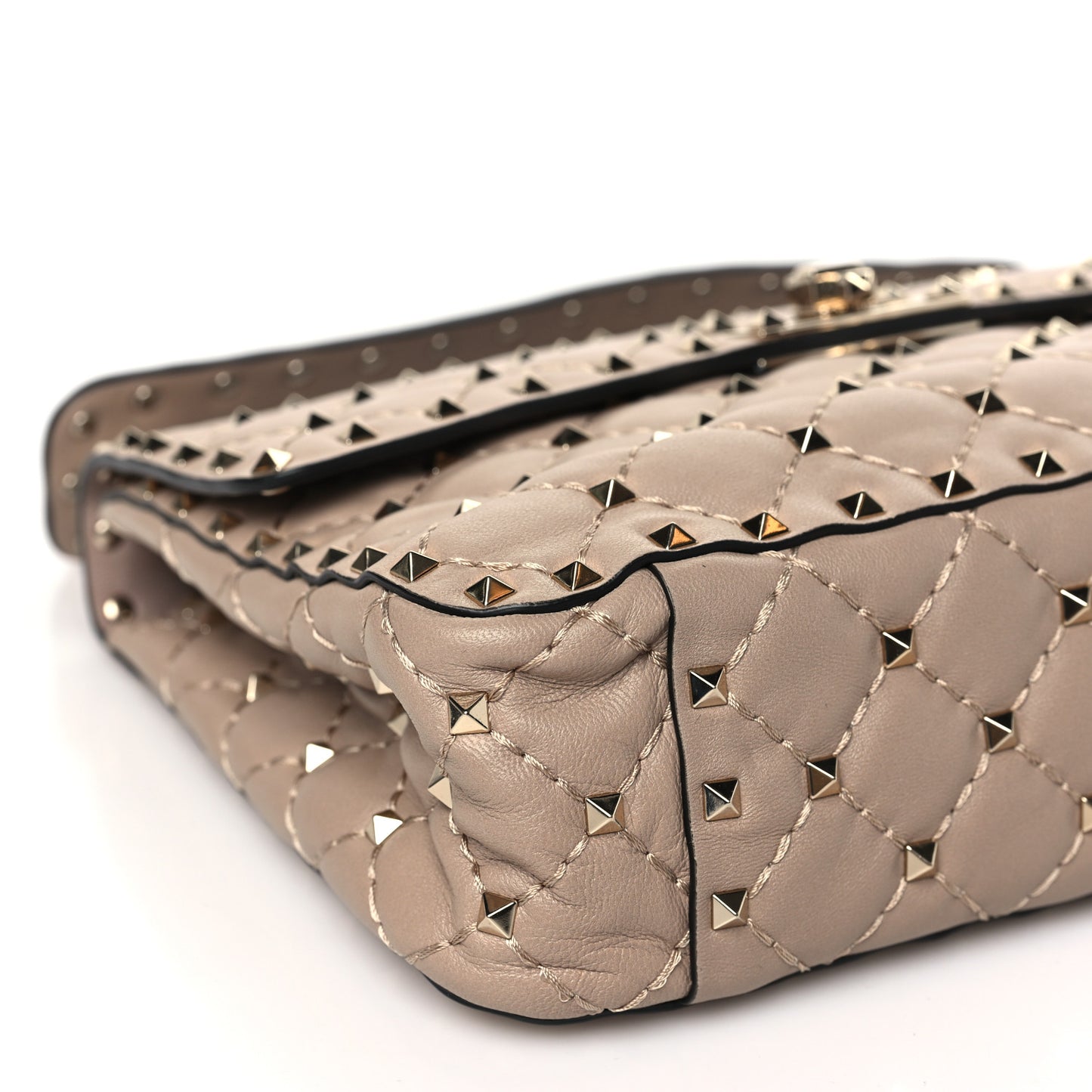 Nappa Medium Rockstud Spike Shoulder Bag Poudre