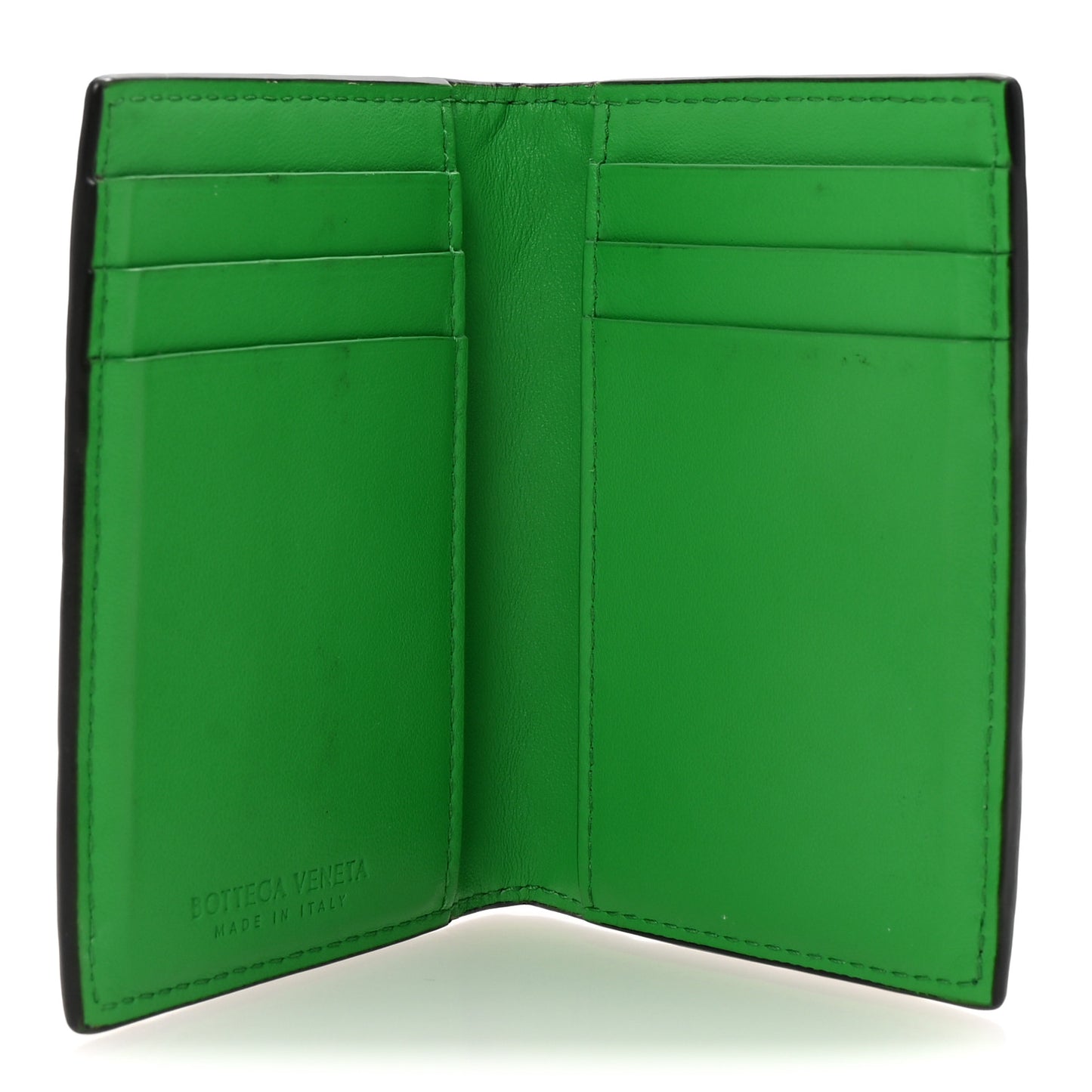 Nappa Maxi Intrecciato Bi-Fold Card Holder Black Grass