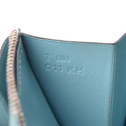 Hermes Tadelakt Lizard Constance Short Wallet Bleu Atoll Ficelle 7 of 11