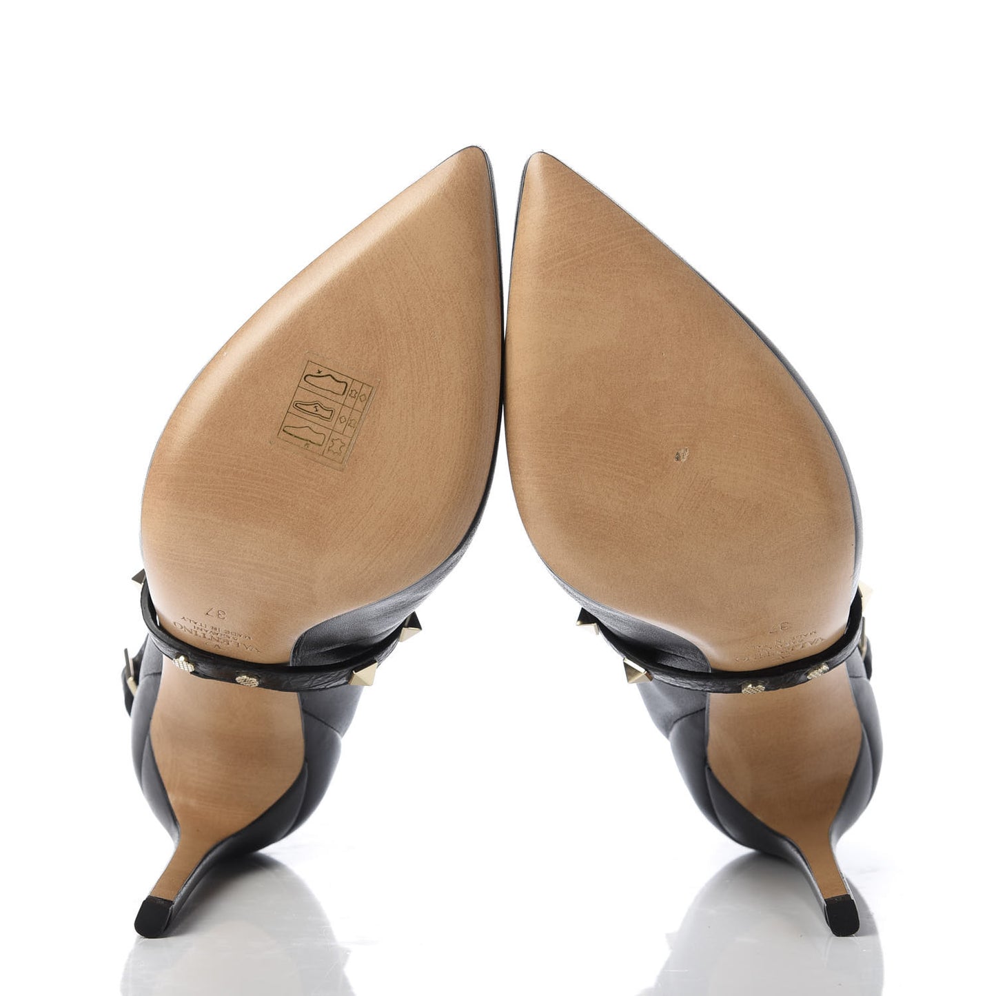 Calfskin Rockstud Ankle Boots 37 Black