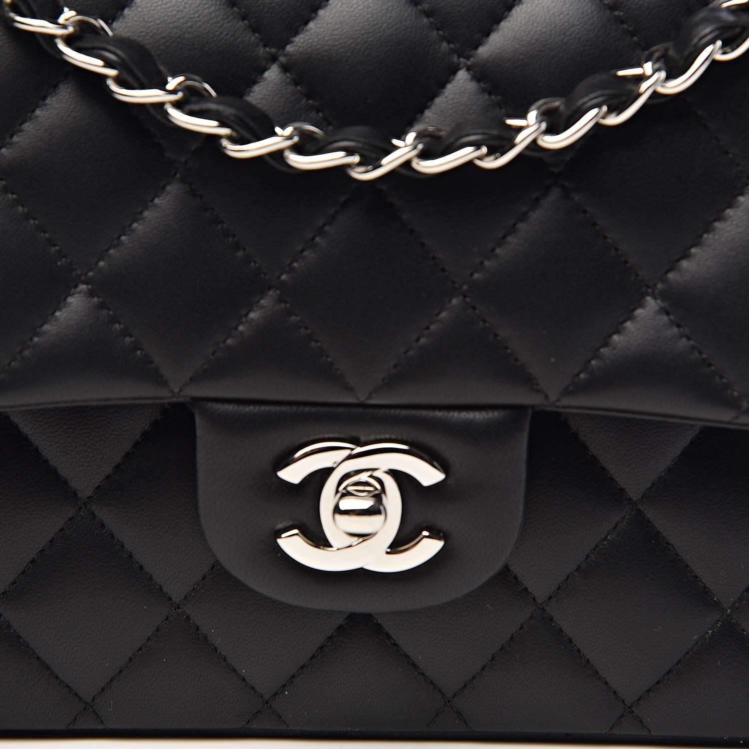 Chanel Lambskin Quilted Medium Double Flap Black 10 of 11