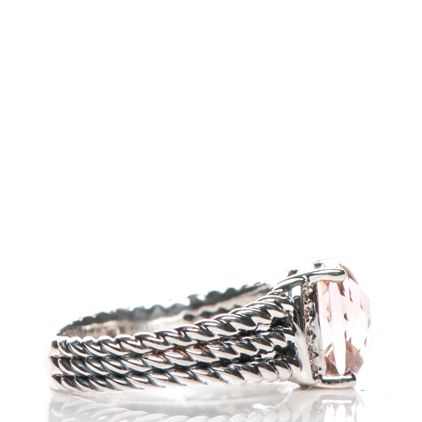 Sterling Silver Diamond Morganite 10mm Petite Wheaton Ring 54 7