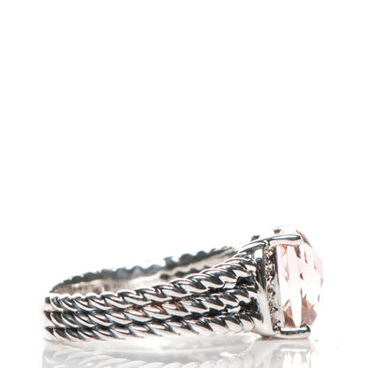 David Yurman Sterling Silver Diamond Morganite 10mm Petite Wheaton Ring 54 7 4 of 5