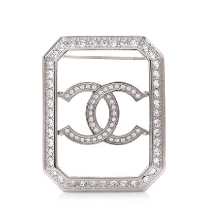 Chanel Crystal CC Brooch Silver 1 of 4
