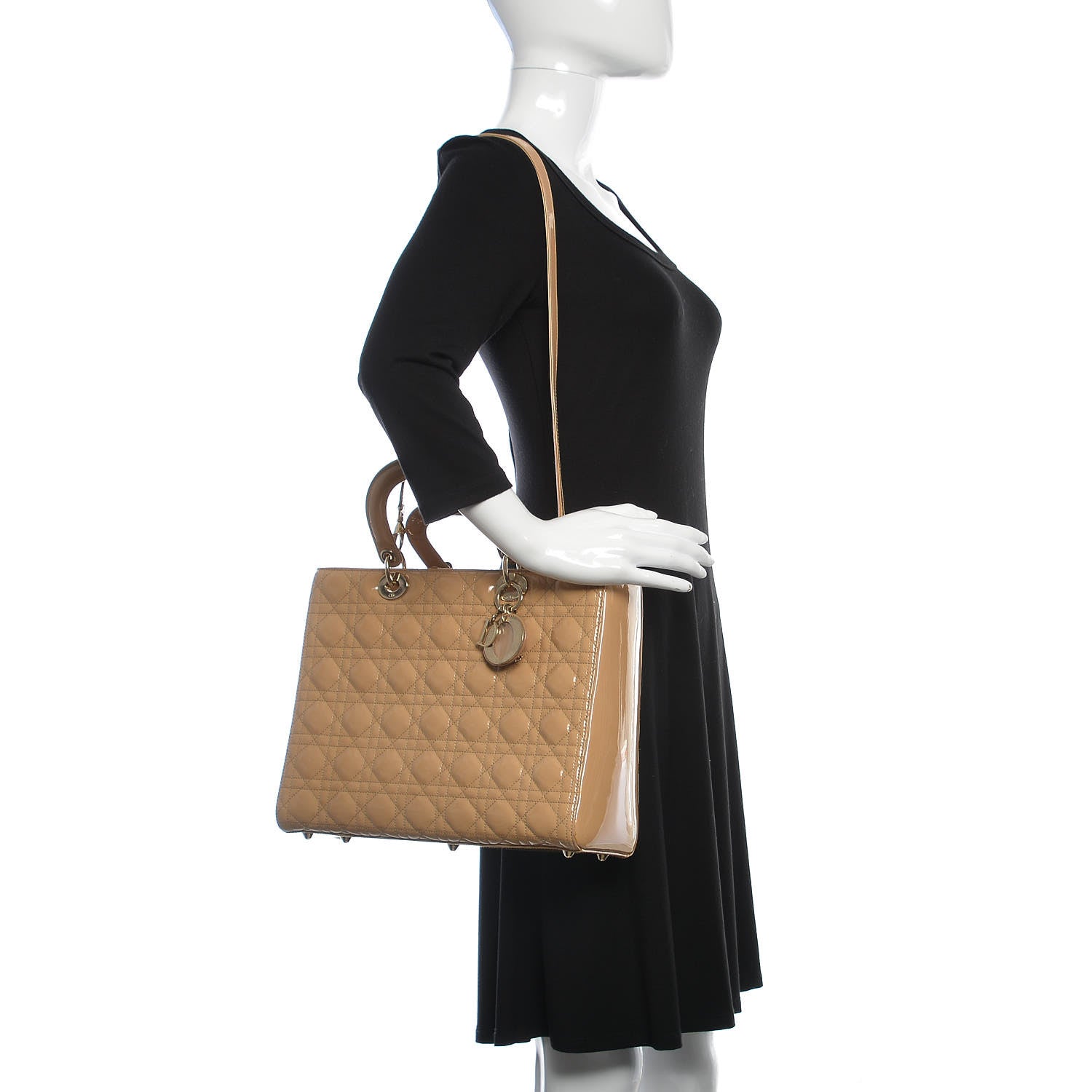 Christian Dior Patent Cannage Large Lady Dior Dark Beige 3 of 18