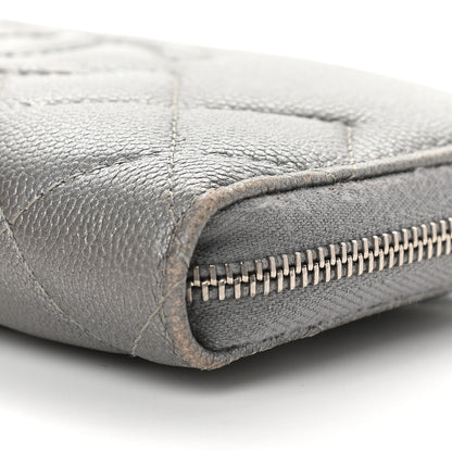 Chanel Metallic Caviar Quilted Medium Maxi CC Zip Around Wallet Grey 10 of 11