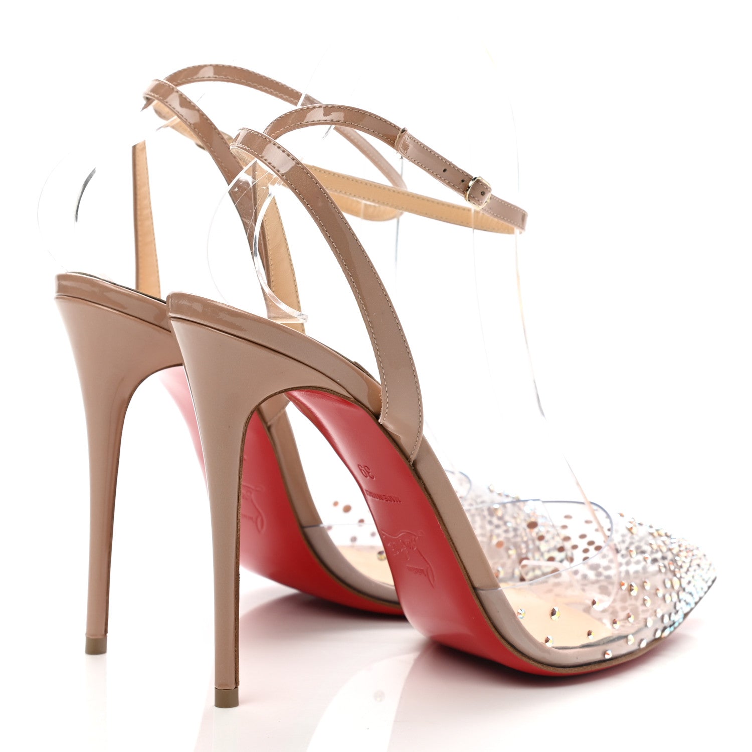 Christian Louboutin PVC Patent Psychic Spikaqueen 100 Pumps 39 Nude 4 of 7