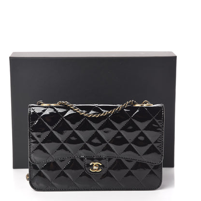 Chanel Patent Goatskin Quilted CC Eyelet Wallet On Chain WOC Black 11 of 11