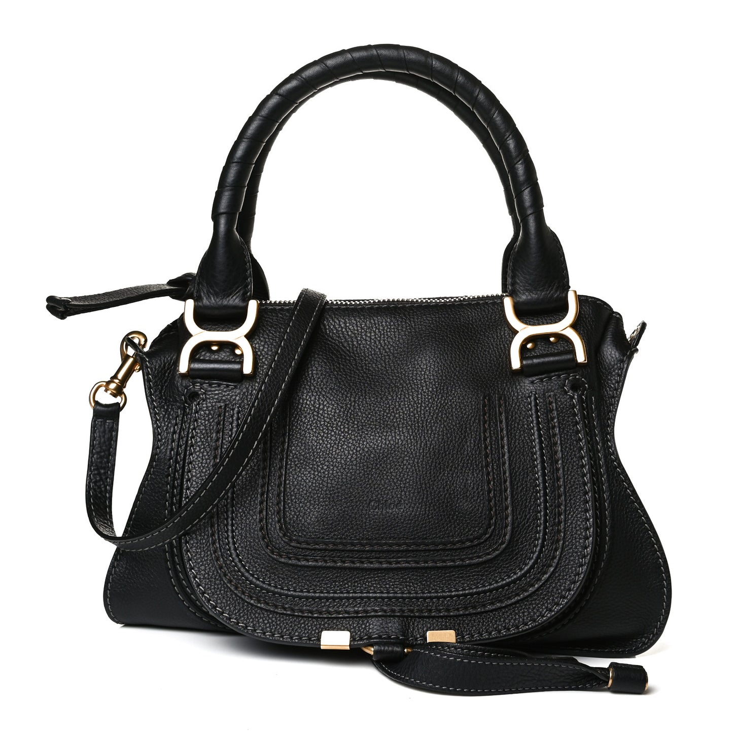 Calfskin Small Marcie Satchel Black