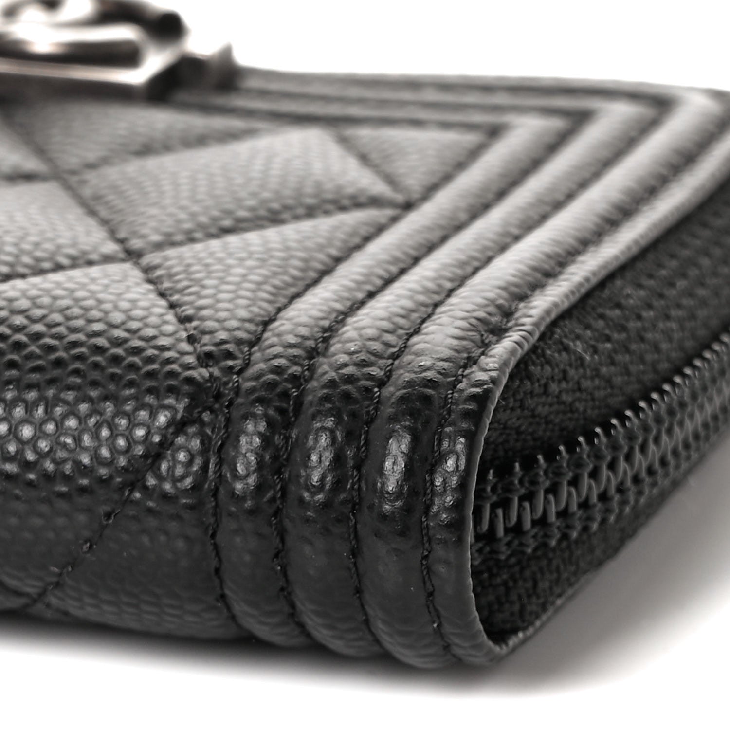 Chanel Caviar Quilted Boy Zip Around Coin Purse Wallet Black 17 of 20