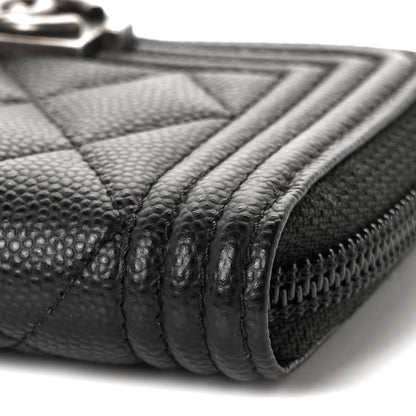 Chanel Caviar Quilted Boy Zip Around Coin Purse Wallet Black 17 of 20