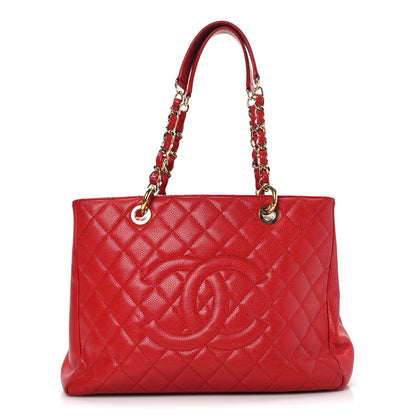 Chanel Caviar Quilted Grand Shopping Tote GST Red 1 of 10