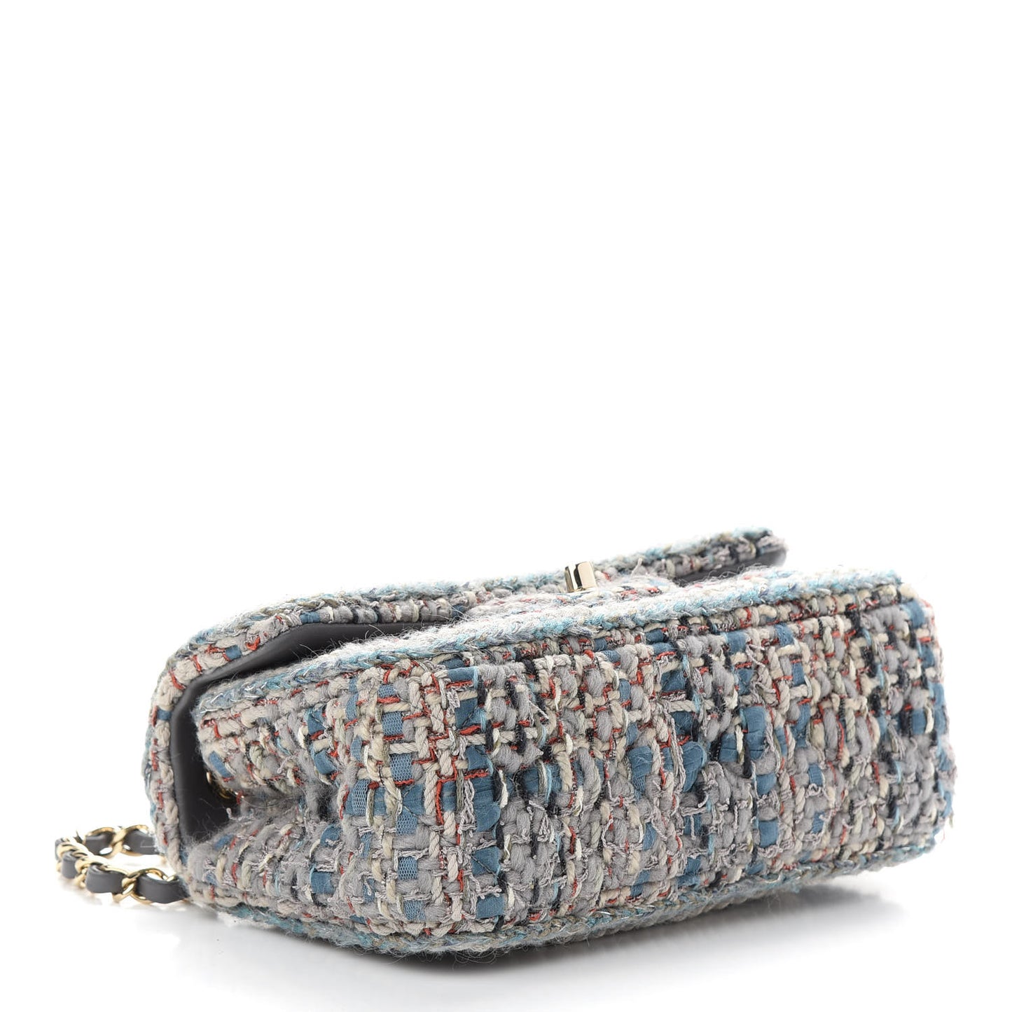 Tweed Quilted Mini Square Flap Bag Blue