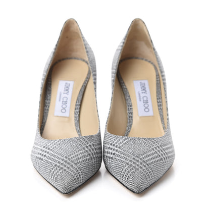 Jimmy Choo Metallic Fabric Plaid Love Prince Of Stars 85 Pump 39 Silver 2 of 10