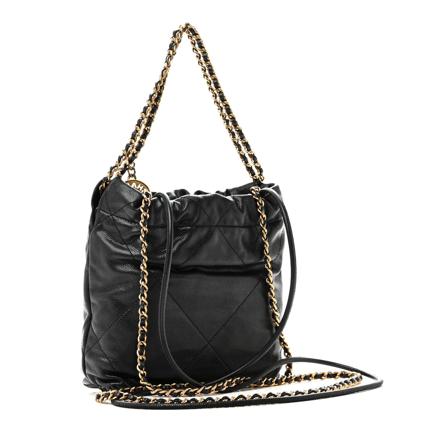 Shiny Caviar Quilted Monochrome Mini Chanel 22 Black