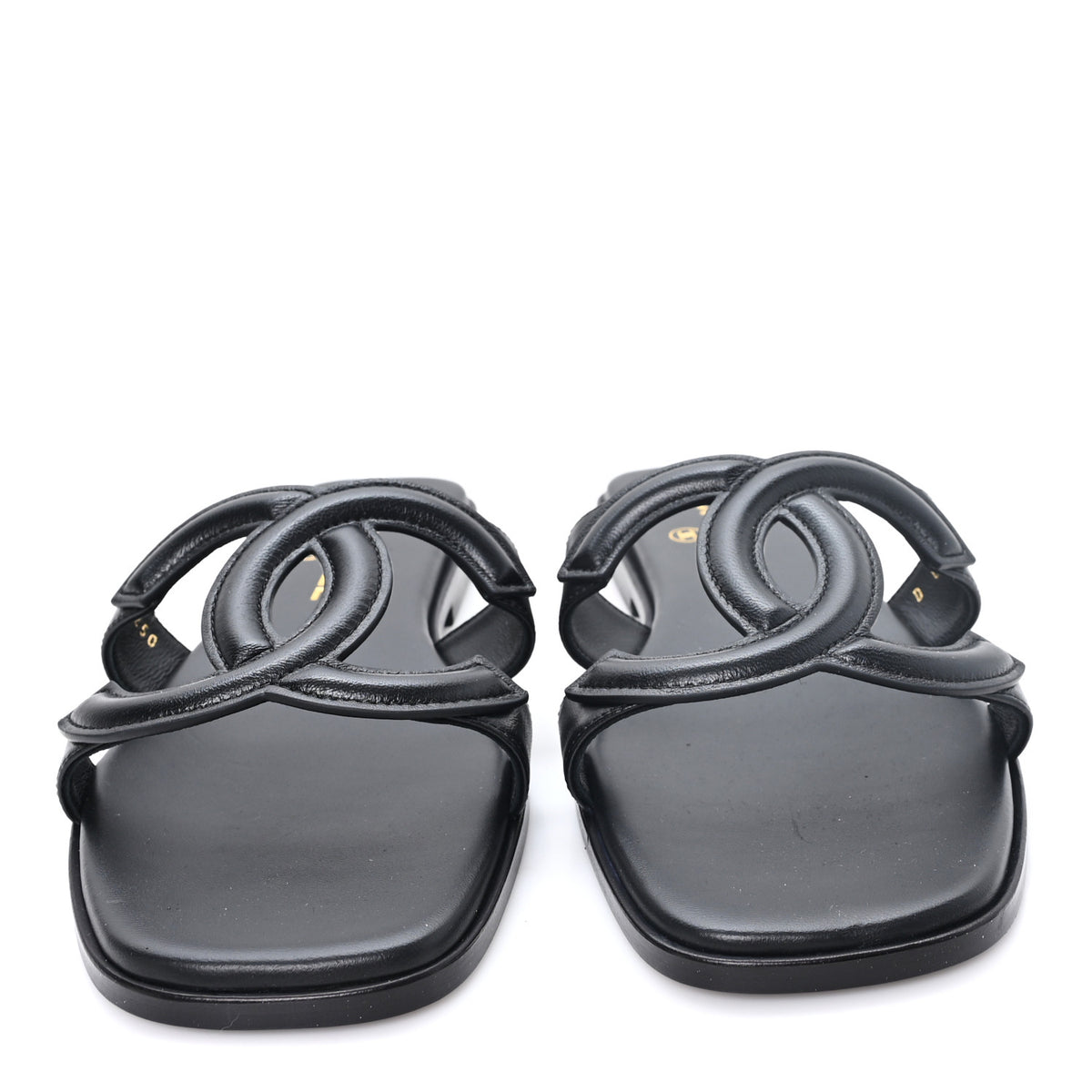 Chanel Lambskin CC Cut Out Mules Sandals 39 Black 3 of 10
