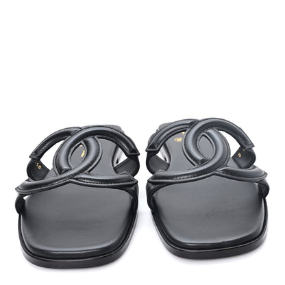 Chanel Lambskin CC Cut Out Mules Sandals 39 Black 3 of 10