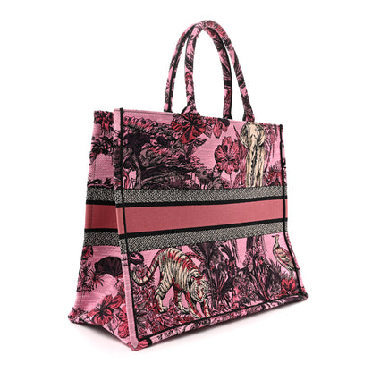 Christian Dior Canvas Embroidered Large Toile de Jouy Voyage Book Tote Fuchsia Multicolor 3 of 12