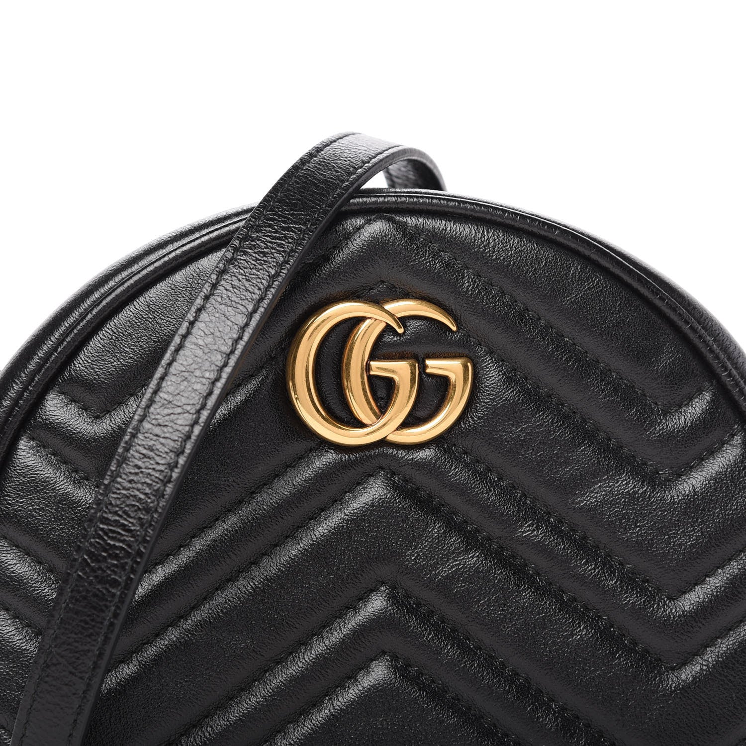 Gucci Azalea Calfskin Matelasse Heart Mini GG Marmont Round Shoulder Bag Black 10 of 10