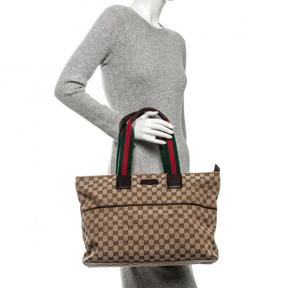 Gucci Monogram Web Large Diaper Tote Brown 2 of 11