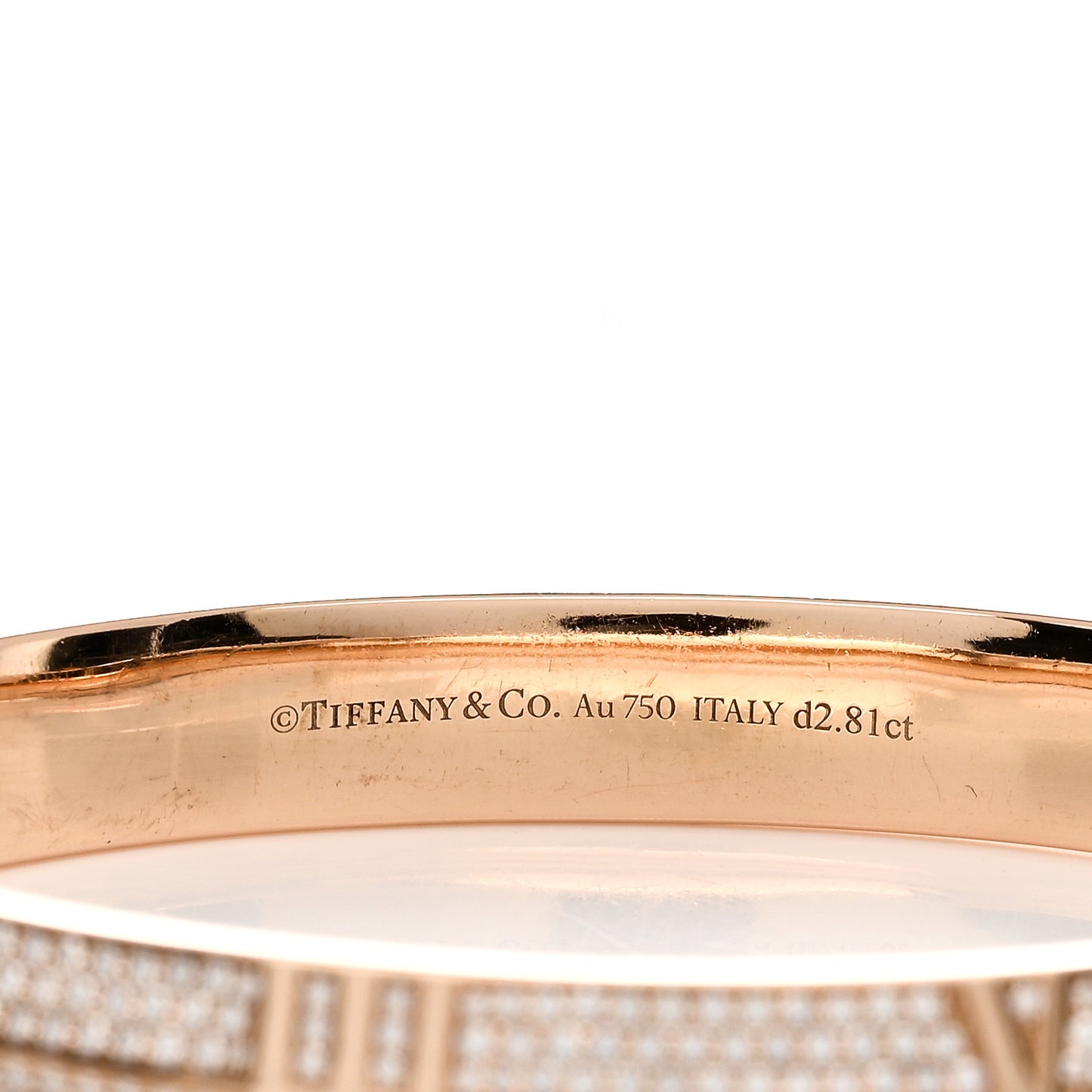 18K Rose Gold Diamond Atlas Closed Wide Hinged Bangle Bracelet
