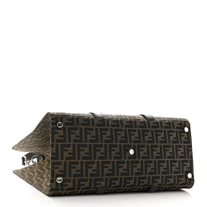 Fendi Recycled Fabric Jacquard Vitello Astro FF 1974 Shopping Tote Tobacco Moro Ebano 4 of 10
