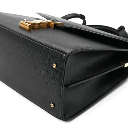 Saint Laurent Grain de Poudre Medium Classic Monogram Cassandra Top Handle Black Rouge Legion 12 of 12