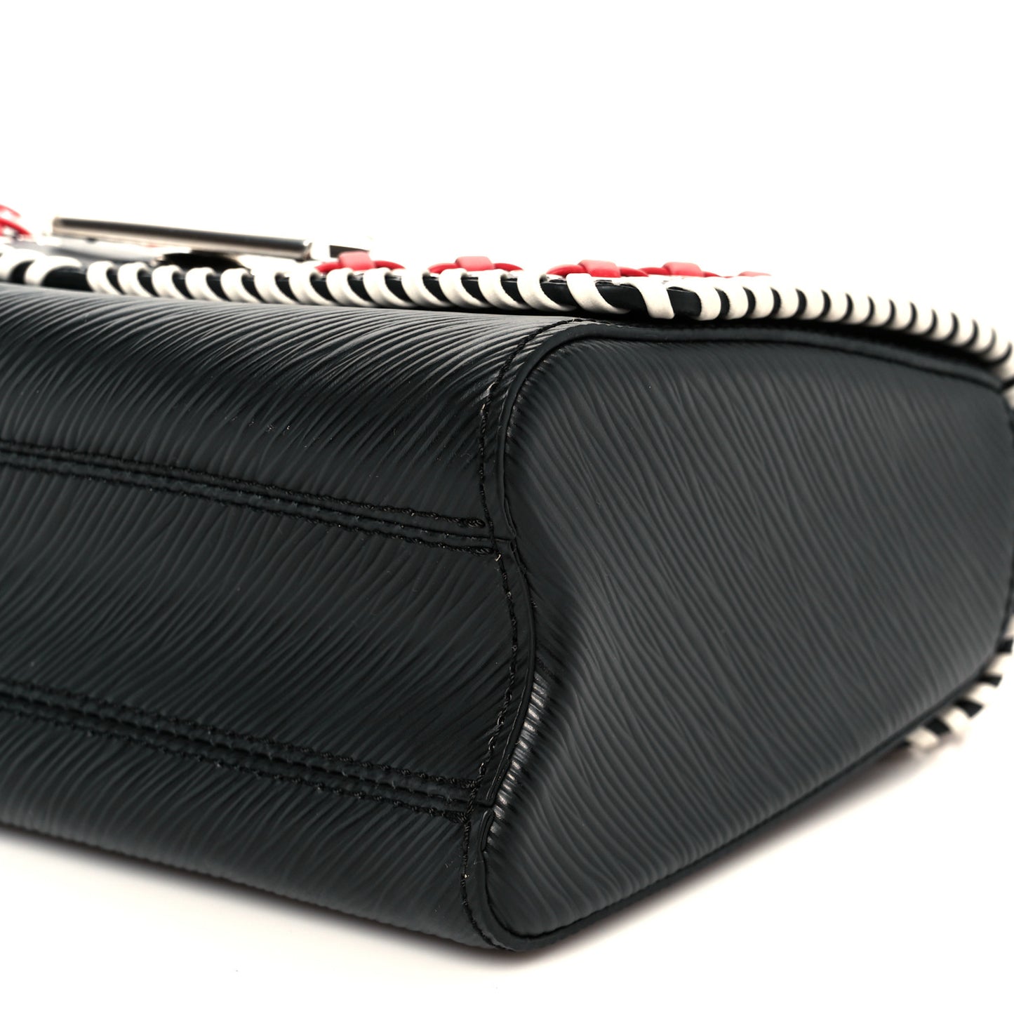Epi Embroidered Twist Shoulder Bag MM  Black