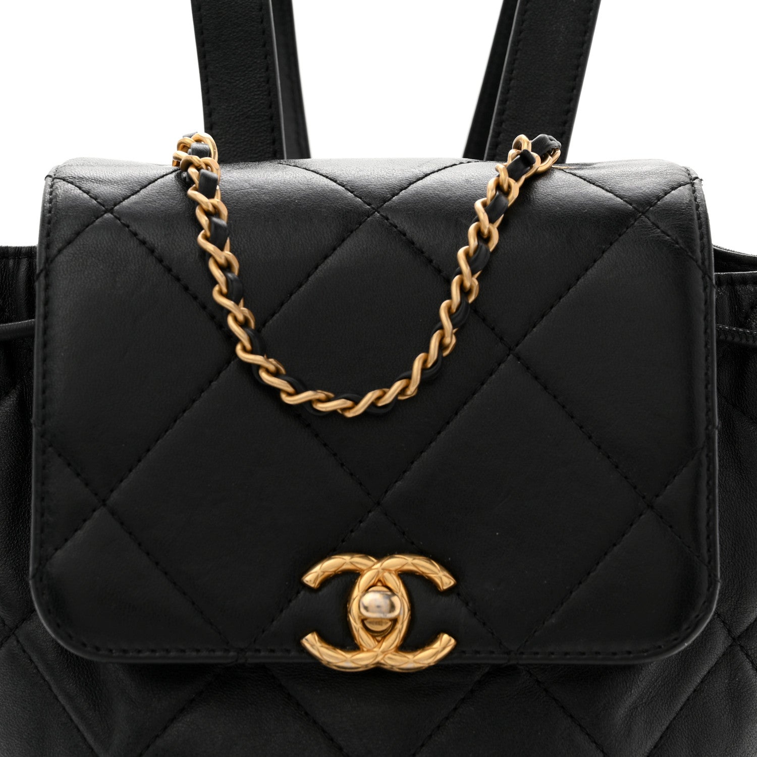 CHANEL Black quilted lamb leather backpack