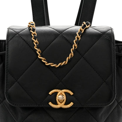 Chanel Lambskin Quilted Logo Mini Backpack Black 8 of 13