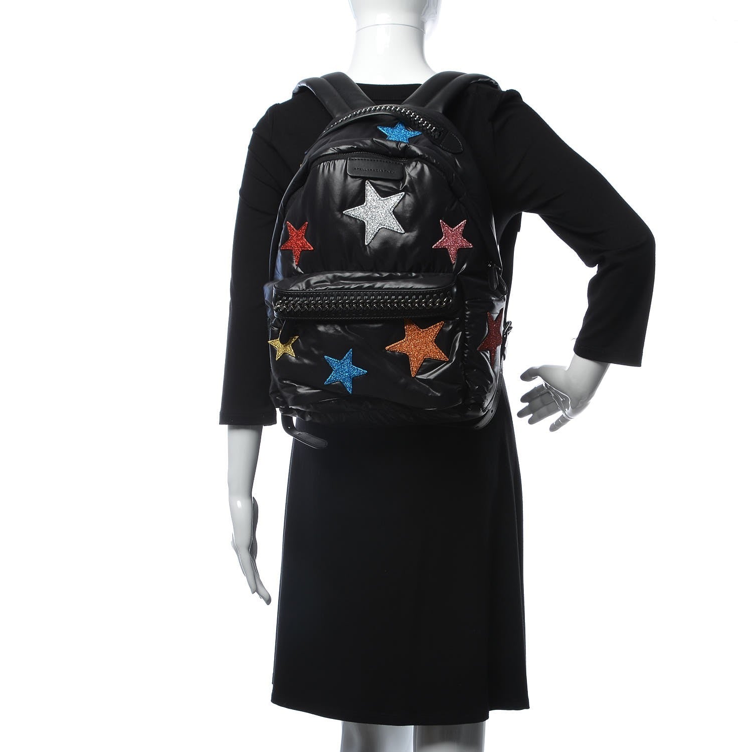 Stella McCartney Polyamide Falabella Go Glitter Stars Backpack Black 2 of 7