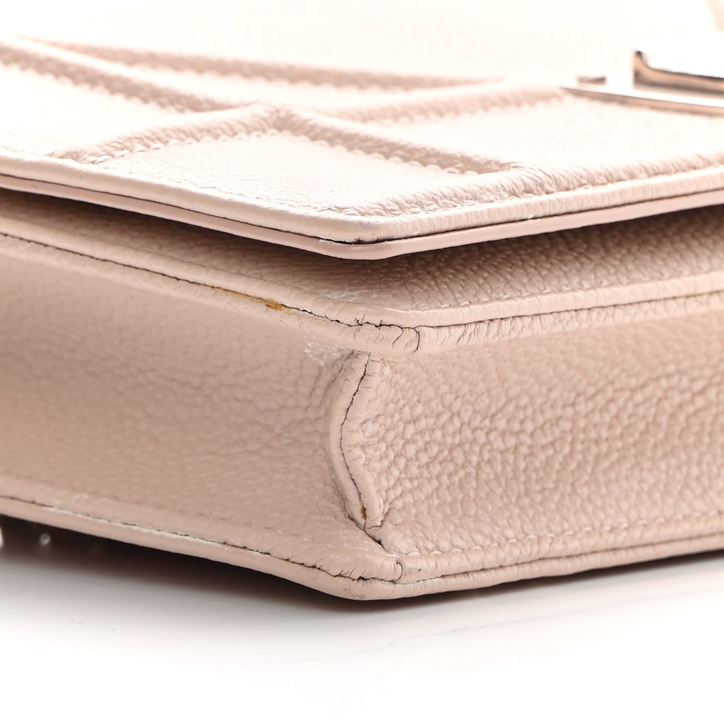 Grained Calfskin Diorama Wallet on Chain Pouch Nude