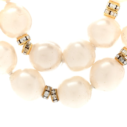 Chanel Pearl Crystal Double Strand Necklace Gold 4 of 9