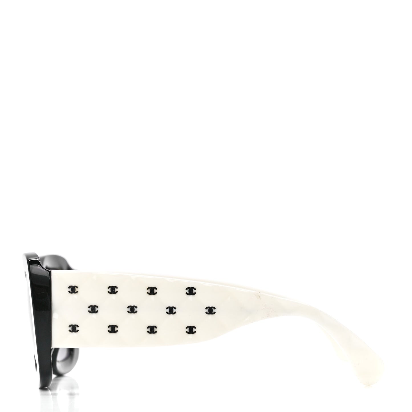 Acetate Quilted CC Rectangle Sunglasses 5483-A White Black