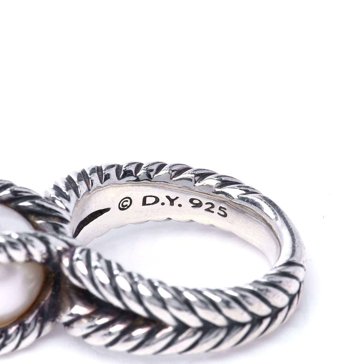 Sterling Silver Diamond Pearl 10mm Cable Ring 52 6