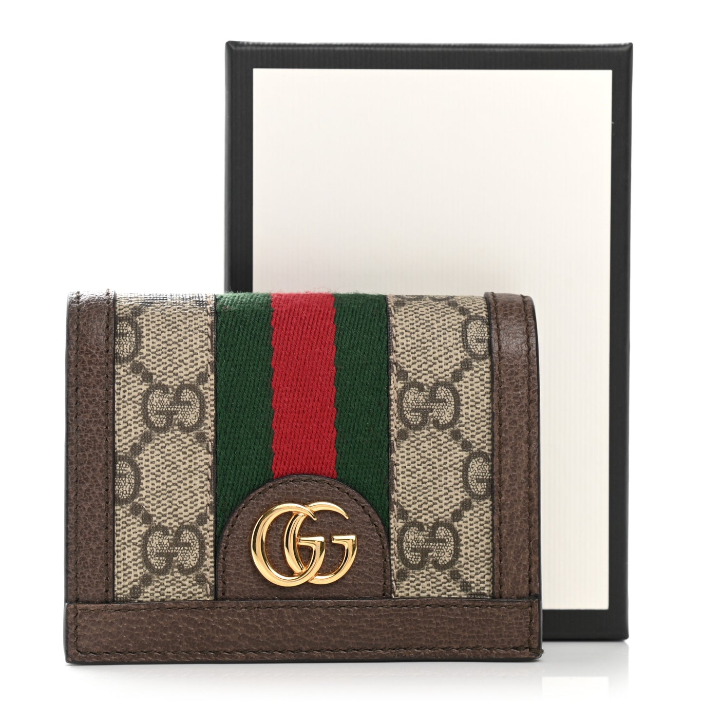 GG Supreme Monogram Web Ophidia Card Case Beige New Acero