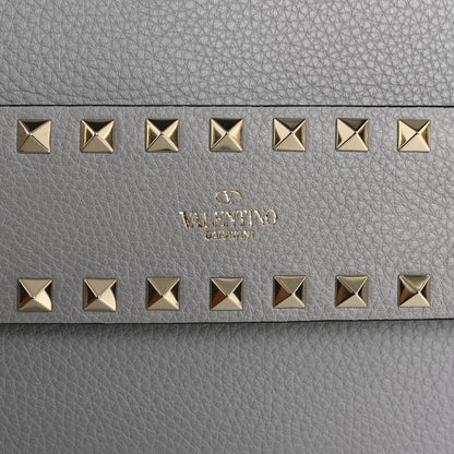 Valentino Garavani Pebble Calfskin Rockstud Side Slip Wristlet Clutch Pastel Grey 7 of 7