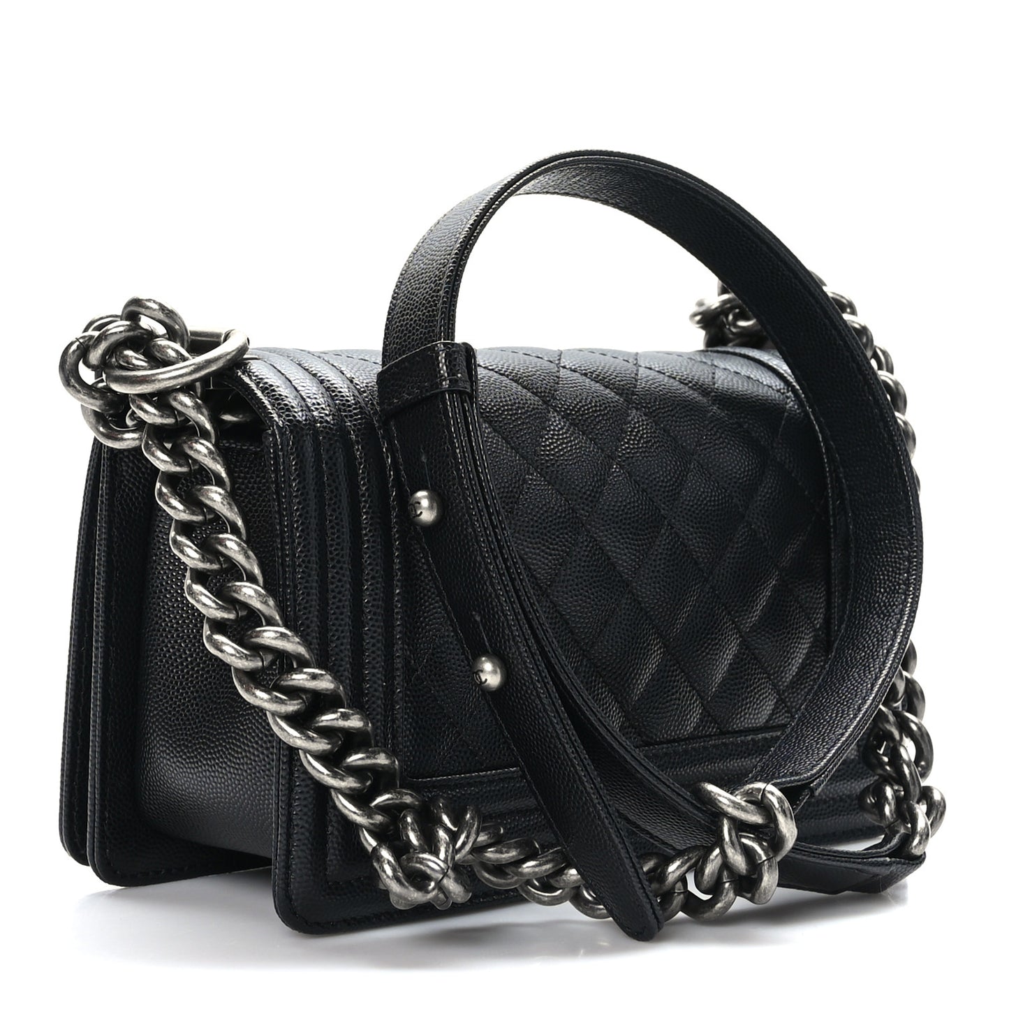 Caviar Quilted Small Boy Flap Black