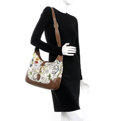 Gucci Canvas Flora Infinity Medium Jackie O Bouvier Hobo White Multicolor Acero 2 of 9