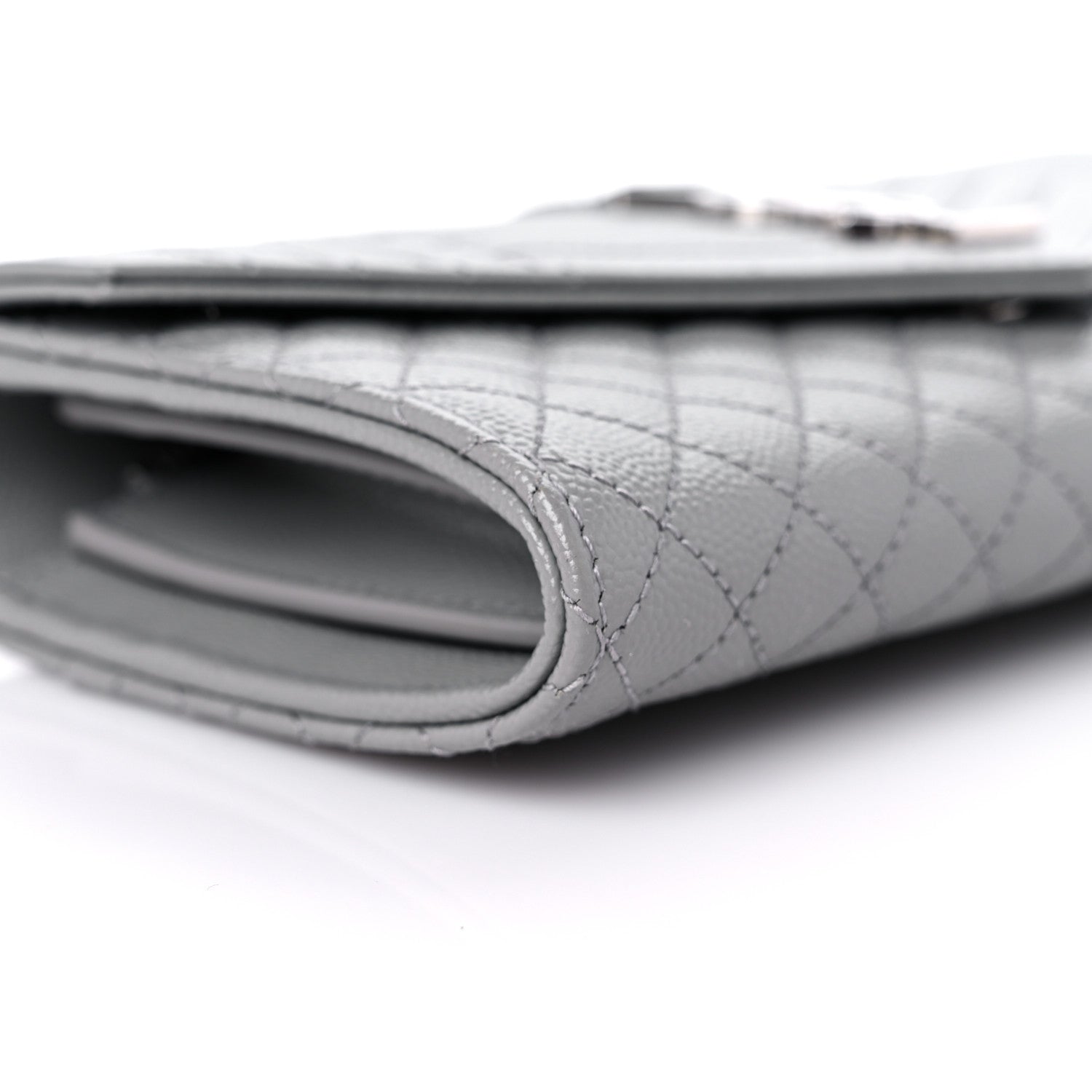 Saint Laurent Grain De Poudre Mixed Matelasse Triquilt Large Monogram Wallet Stone 7 of 8