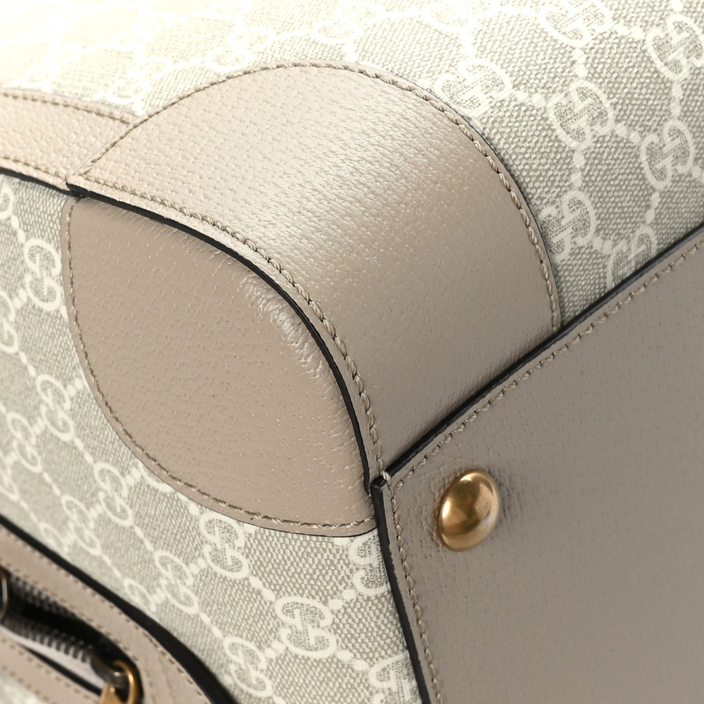 GG Supreme Monogram Textured Dollar Calfskin Web Medium Savoy Duffle Bag Beige Mystic White Oatmeal