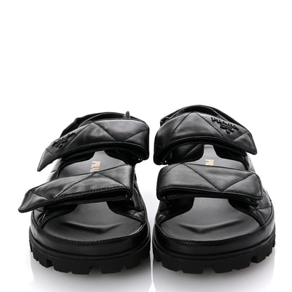 Prada Nappa Quilted Padded Slingback Sandals 39 Black 3 of 10