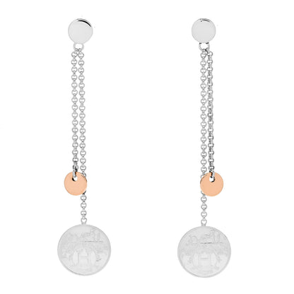 Hermes Sterling Silver 18K Rose Gold PM Ex-Libris Earrings 1 of 5