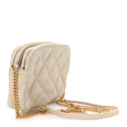 Saint Laurent Grained Lambskin Quilted Mini Becky Double Zip Bag Vintage White 3 of 11