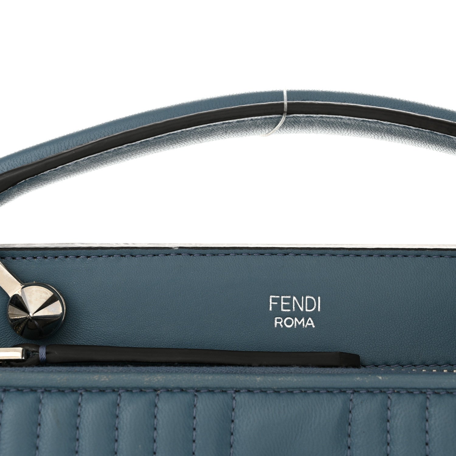 Fendi Shiny Nappa Trapuntata Small DotCom Click Top Handle Chain Satchel Blue 11 of 15