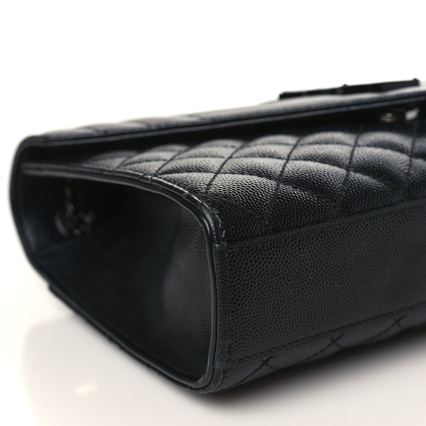 Grain De Poudre Textured Mixed Matelasse Triquilt Medium Monogram Monochrome Satchel Black
