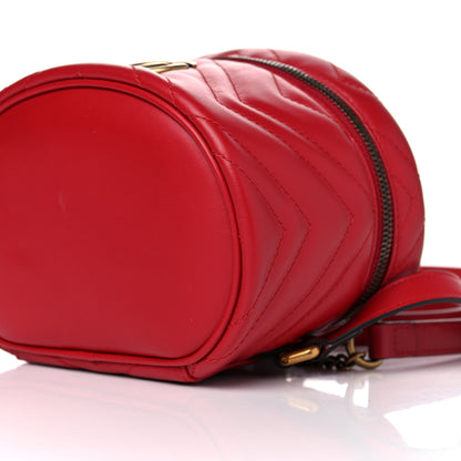 Gucci Calfskin Matelasse Mini GG Marmont Round Backpack Hibiscus Red 9 of 9